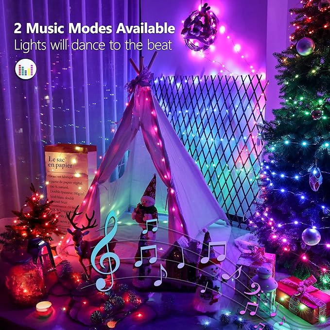 BrizLabs Fairy String Lights - 2 Pack 66ft 200 LED Color Changing Christmas Fairy Lights with Remote, Plug-in Orange Halloween Twinkle Light Rainbow Firefly Starry Light for Xmas Halloween Bedroom