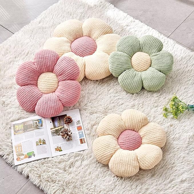 Flower Throw Pillow, Soft Pink 17.7" Shaped Floor Pillow for Home Decor, Cute Aesthetic Plush Decorative Pillows for Bed, Sofa, Couch