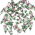 FiveSeasonStuff Fuchsia Pink Flower Garlands, Artificial Silk Wild Roses Bendable Vine Leaves Hanging Flowers for Wall Decoration Basket Trellis Wedding Home 2 Pack 12 ft