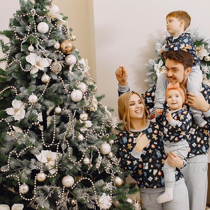 100 Feet Christmas Tree Decor, Rose Gold Christmas Tree Garland, Artificial Beads Strands Chain Xmas Tree Decorations for Xmas DIY Fireplace Curtains Home Party Decor