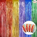 BEISHIDA 4 Pack Rainbow Streamers Fringe Foil Curtain Backdrop, Tinsel Curtain Wall Door Party Streamers for Birthday Party Decoration(3.28 ft x 6.56 ft)