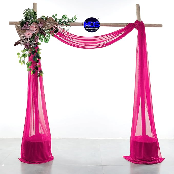 MDS Halloween Chiffon Draping Fabric - 1 Panel, 30" Wide x 40ft Long - Sheer Spooky Arbor & Canopy Drapery for Haunted House Backdrops, Party Ceilings, DIY Costumes & Themed Events - Hot Pink