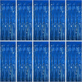 Tinsel Curtain Party Backdrop Blue Birthday Decorations 10 Packs Glitter Foil Fringe Curtain Party Decor Streamers Photo Booth for Birthday Christmas Wedding Halloween Graduation Decorations