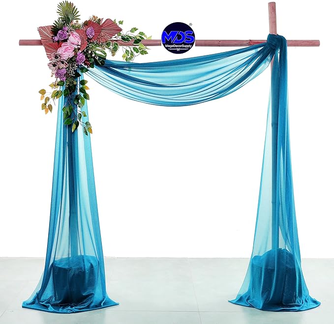 MDS Halloween Chiffon Draping Fabric - 2 Panel, 30" Wide x 30ft Long - Sheer Spooky Arbor & Canopy Drapery for Haunted House Backdrops, Party Ceilings, DIY Costumes & Themed Events - Dark Teal