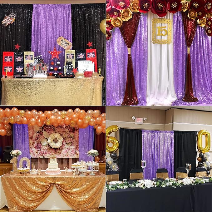 4FTx8FT Lavender Sequin Curtains 2 Panels Sparkly Background Drapes for Party Birthday Wedding Sparkly Background Decor