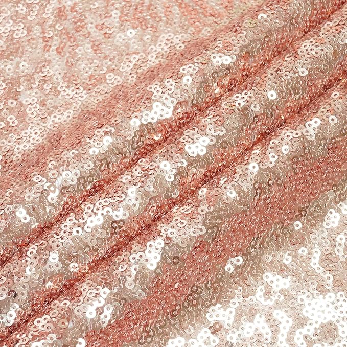 Eternal Beauty Rose Gold Sequin Backdrop, 8x10 Ft Glitter Background Curtains for Shimmer Photography Party Wedding Birthday Back Drop Decor