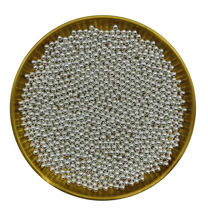 Edible Silver Pearl Sugar Sprinkles Candy 4mm Mini Pearls Cake Decorations Cupcake Toppers Cookie Decorating Perfect for Wedding Party Valentine Halloween Christmas Supplies 3OZ