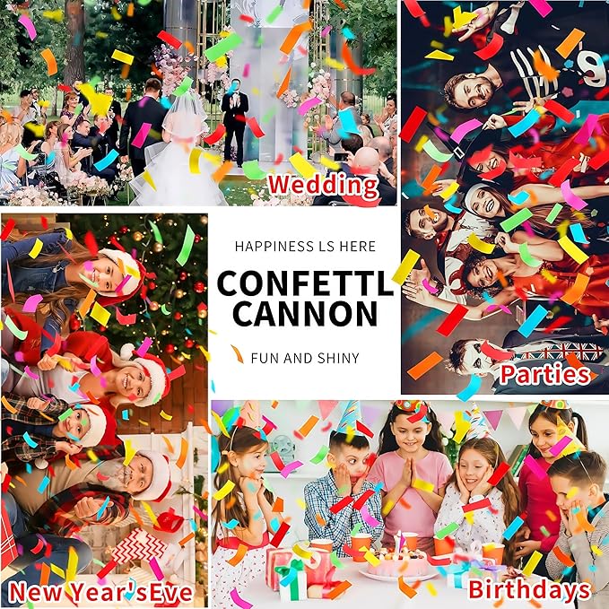 16in Biodegradable Confetti Poppers,Confetti Cannons Bulk with Colorful Confettis Design for Ceremony Party Favor Supplies,Birthday Holiday,Halloween Thanksgiving,Christmas,New Year's Eve(6Pack)