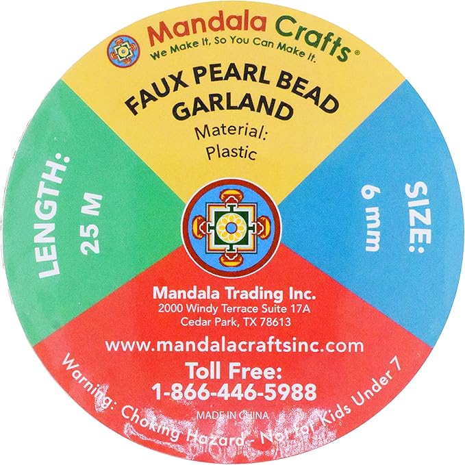 Mandala Crafts 6mm Faux Green Pearl Beads Roll - 27 Yards Strand of Fake Pearls Chain Garlands Spool String for Christmas Tree, Wedding, Party, Vases, DIY Decoration