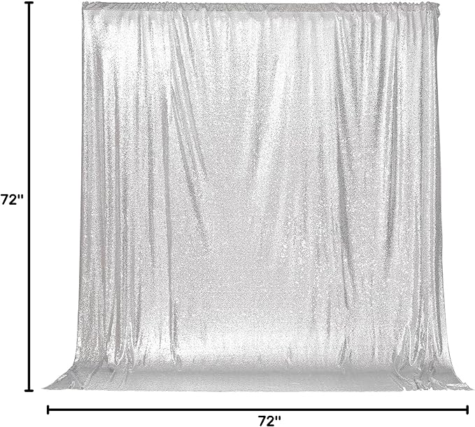 PartyDelight Silver Sequin Backdrop 6Ftx6Ft Photography Curtain Special Events Party