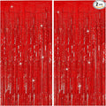 Tinsel Curtain Party Backdrop Red Birthday Decorations 2 Packs Glitter Foil Fringe Curtain Party Decor Streamers Photo Booth for Birthday Christmas Wedding Halloween Graduation Decorations