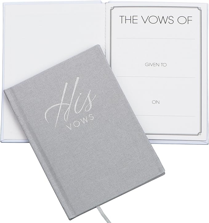 FLUYTCO Wedding Vow Book Keepsakes (2 Book Set, His & Hers) Linen Hardcover - Bonus Wedding day Cards - Vow Renewal - Bridal Shower Gifts - Booklet - Journal - Future Mrs & Mr