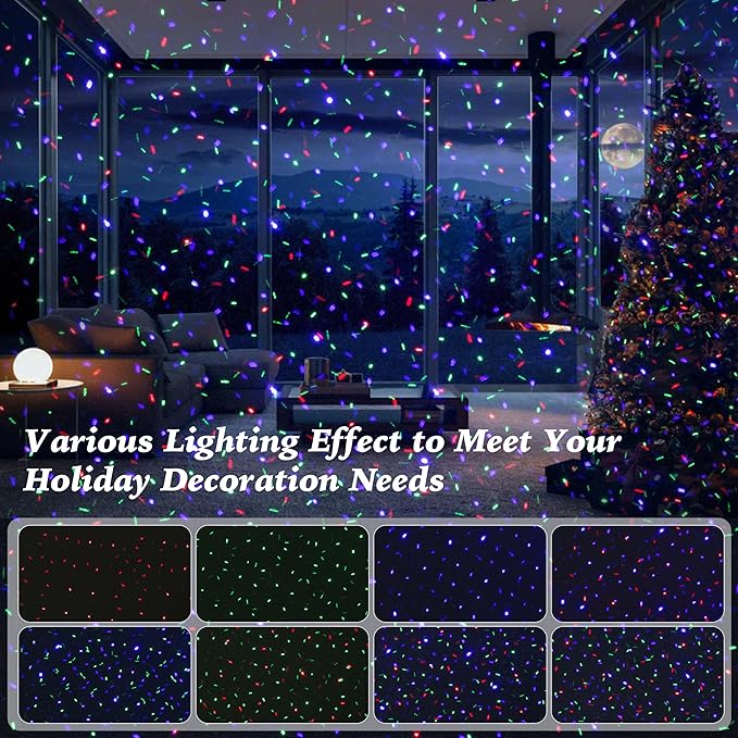 Outdoor Laser Lights Projector with 3 Color Motion Firefly Lights Show, RGB Christmas Decor for Trees, Patio, Landscape