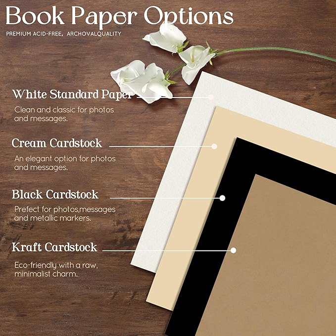 Customized Wooden Guest Book for Weddings, Funerals & Events - Personalized Keepsake Memory Book with Engraved Name & Design (A5-5.83×8.27inch)