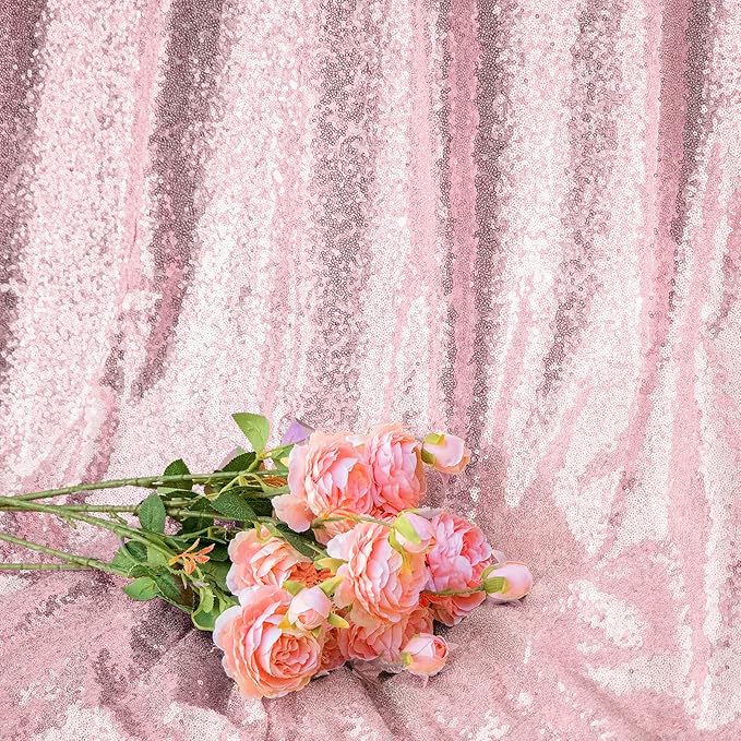 Pink Sequin Backdrop Curtains 2 Panels 2FTx8FT Glitter Drapes Sparkly Pink Photo Backdrop Party Wedding Baby Shower Curtain Sparkle Photography Background
