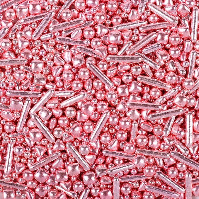 Rose Gold Sprinkles for Cupcakes, Rose Gold Pearl Sprinkles, Candy Pearls for Cake Decoration, Cupcakes, Ice Cream Topping, Macaron, and Cookies.120g(4.23oz)