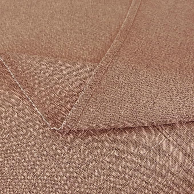 NLMUVW Linen Tablecloth Rectangle Tables 8FT, Water Resistant Textured Table Cloth Farmhouse Table Cover for Kitchen Dining Coffee, Mocha, 54 x 120 Inch
