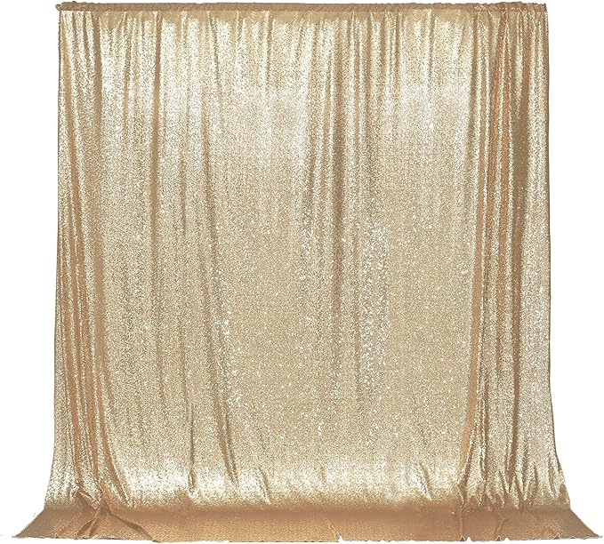 PartyDelight Sequin Backdrop Light Gold 6FTx6FT Wedding Curtain Special Events Party