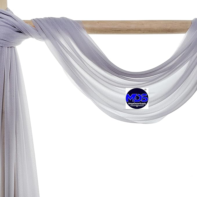 MDS Halloween Chiffon Draping Fabric - 1 Panel, 30" Wide x 20ft Long - Sheer Spooky Arbor & Canopy Drapery for Haunted House Backdrops, Party Ceilings, DIY Costumes & Themed Events - Cool Gray