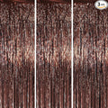 3 Pack 3.3 x 6.6 ft Brown Foil Fringe Backdrop Curtains, Tinsel Streamers Party Decorations, Fringe Backdrop for Birthday, Baby Shower, Gender Reveal, Graduation
