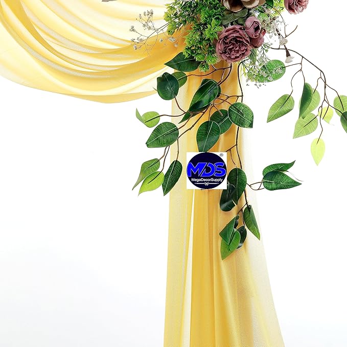 MDS Halloween Chiffon Draping Fabric - 2 Panel, 30" Wide x 20ft Long - Sheer Spooky Arbor & Canopy Drapery for Haunted House Backdrops, Party Ceilings, DIY Costumes & Themed Events - Gold