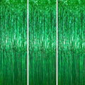3 Pack 3.3 x 6.6 ft Green Foil Fringe Backdrop Curtains, Tinsel Streamers Party Decorations, Fringe Backdrop for Birthday, Dinosaur, St Patrick's Day, Soccer, Christmas