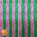 BEISHIDA Pink Green Door Streamers Backdrop Foil Fringe Tinsel Party Streamers Curtains Photo Backdrop for Birthday Graduation Wicked Party Decoations