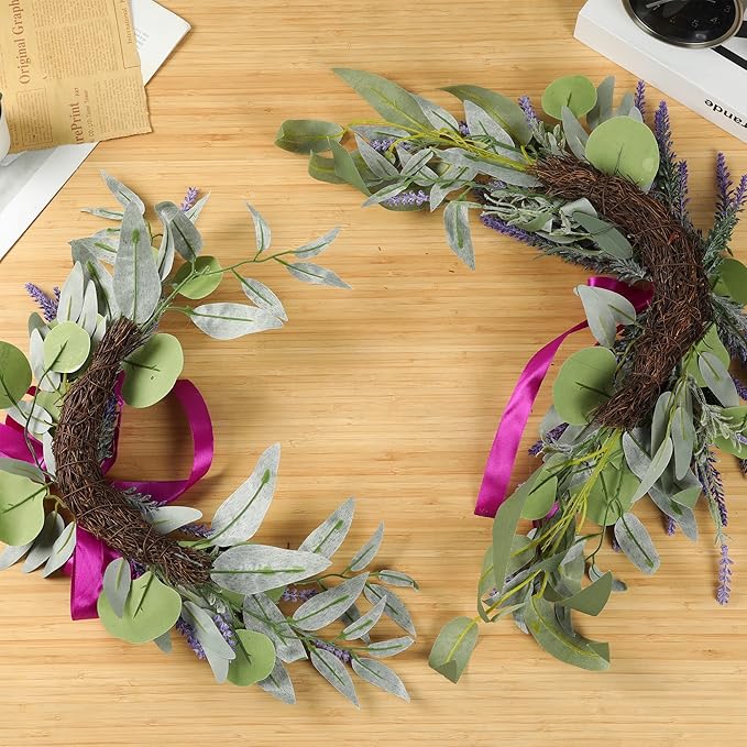 H&W 2pcs Artificial Wedding Arch Flowers for Wedding Sign, Floral Swag Dusty Decor for Reception Ceremony Backdrop Sweetheart Table （Lavender）