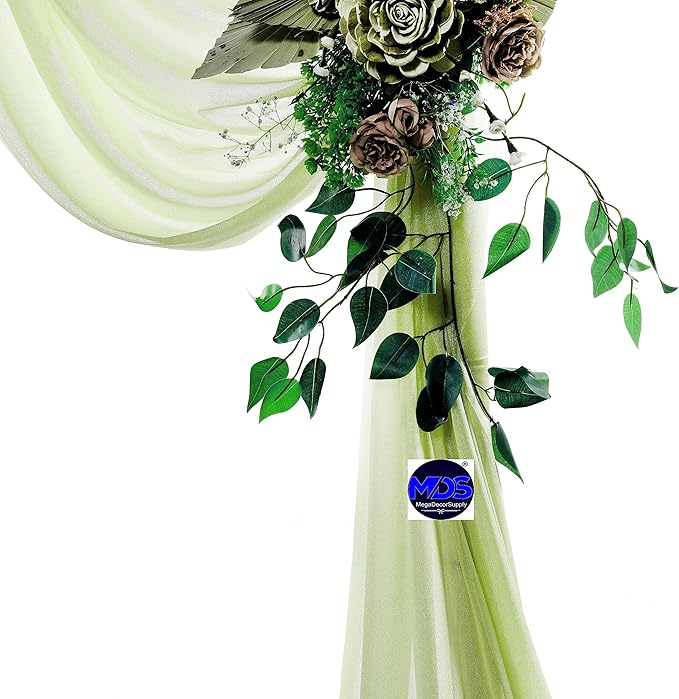 MDS Halloween Chiffon Draping Fabric - 2 Panel, 30" Wide x 20ft Long - Sheer Spooky Arbor & Canopy Drapery for Haunted House Backdrops, Party Ceilings, DIY Costumes & Themed Events - Sage Green