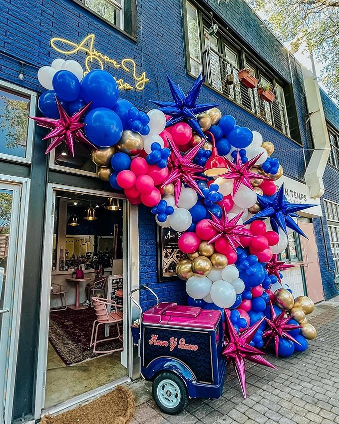 3pcs 26inch 3D Explosion Star foil balloon, rose red Foil Cone Star burst Balloons for Birthday Wedding New Year Party Event