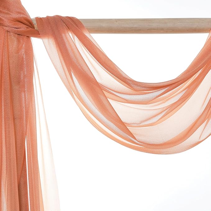 VDS Pack of 1 Panel (30 Inch X 40 Feet) Wedding Arch Draping Fabric Sheer Chiffon Fabric Drapery for Wedding Ceremony Reception Swag Backdrop Canopy Chuppah ARBO Altars Decoration (Coral Peach)