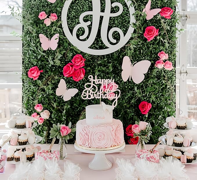 Happy Birthday Cake Topper - Rose Gold Glitter Birthday Party Cake Decoration Supplies - Happy Birthday Cake Decor, for Anniversary/Birthday Party Supplies Photo Booth Props