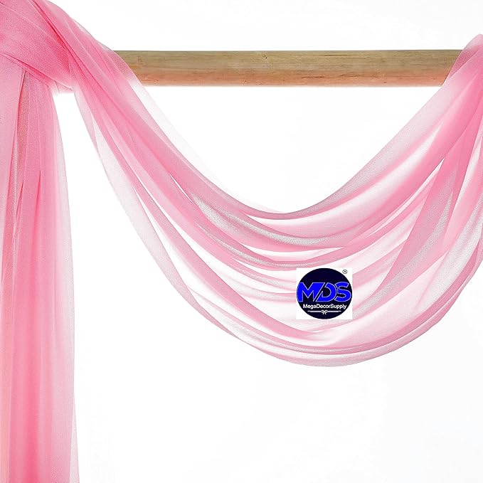MDS Halloween Chiffon Draping Fabric - 2 Panel, 30" Wide x 20ft Long - Sheer Spooky Arbor & Canopy Drapery for Haunted House Backdrops, Party Ceilings, DIY Costumes & Themed Events - Coral