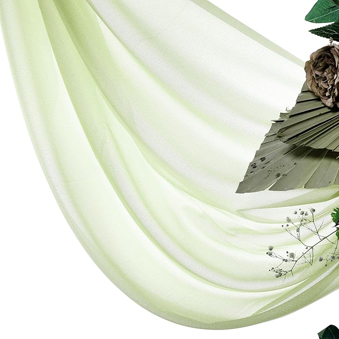 VDS Pack of 2 Panel (30 Inch X 100 Feet) Wedding Arch Draping Fabric Sheer Chiffon Fabric Drapery for Wedding Ceremony Reception Swag Backdrop Canopy Chuppah ARBO Altars Decoration (Sage Green)