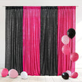 Eternal Beauty Black and Hot Pink Backdrop 4 PCS-2x8 Ft Sequin Curtain Panels for Christmas Party, Birthday