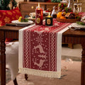Table Runners 83 Inches,Elk Table Runner with Tassel Fringe,Christmas Table Runner for Party，Coffee Table, Festival