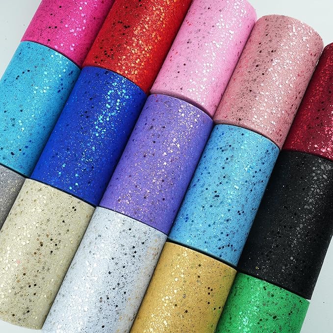 Glitter Tulle Rolls, 6” by 50 Yards (150FT) Sparkling Tulle Spool Ribbon Sequin Tulle Netting Fabric for Tutu Skirt Wedding Birthday Baby Shower (Burgundy)