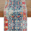 Snycler Table Runner Boho Table Runners Vintage Elegant Farmhouse Table Center Linen Decor for Home Dining Party Entrance (13x108 Inch) Boho-Blue&Red