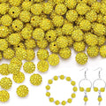 100 pcs 10mm Rhinestone Beads for Jewelry Making, Yellow Shiny Round Shamballa Disco Beads Bulk, Sparkle Crystal Clay Christmas for Bracelet Baseball Necklace Earring Crafting and DIY