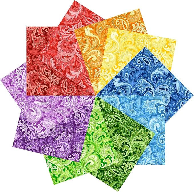 4"x 4" 200 PCS 100% Cotton Floral Fabric Squares Bundles Quilting Supplies for Sewing DIY & Quilt Beginners— Paisley
