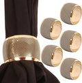Brass Base Artistic Handcrafted Beautiful Tyre Round Shape Large Size Party Dining Table Napkin Holders in Antique Gold Tone. (Set of 6).