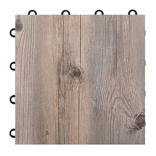 IncStores 3/8" Thick Snap Together Dance Flooring - 12"x12" Printed Vinyl Dance Floor for Practice & Performance - Barnwood - 1 Tile Pack