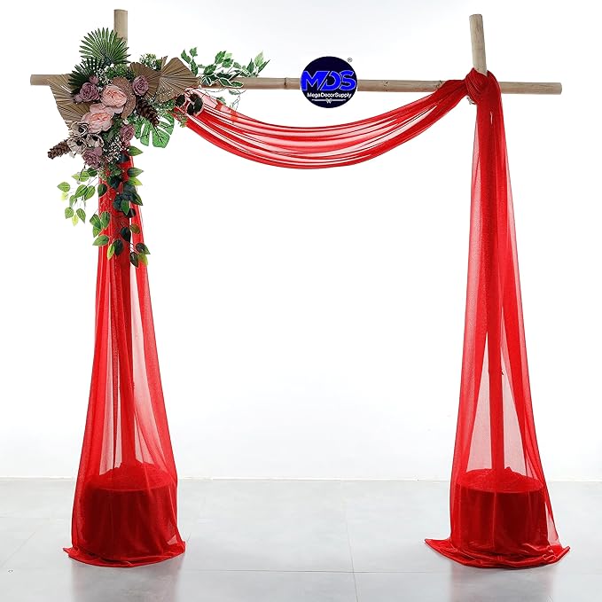 MDS Halloween Chiffon Draping Fabric - 1 Panel, 30" Wide x 75ft Long - Sheer Spooky Arbor & Canopy Drapery for Haunted House Backdrops, Party Ceilings, DIY Costumes & Themed Events - Red