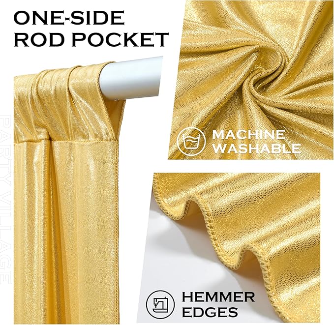 PartyVillage 40x10FT Gold Sequin Backdrop Curtain -8 Panels 5x10FT Wrinkle Free Shimmer Back Drop Cloth, Glitter Backdrop Drapes for Photography, Birthday, Wedding, Graduation Background