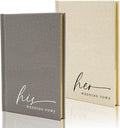 His & Her Wedding Hardcover Vows Books (Set of 2) - 5.75 x 5 Minimalist Pocket Sized Embossed Wedding Ceremony Vow Renewal Speech Notebook Journal