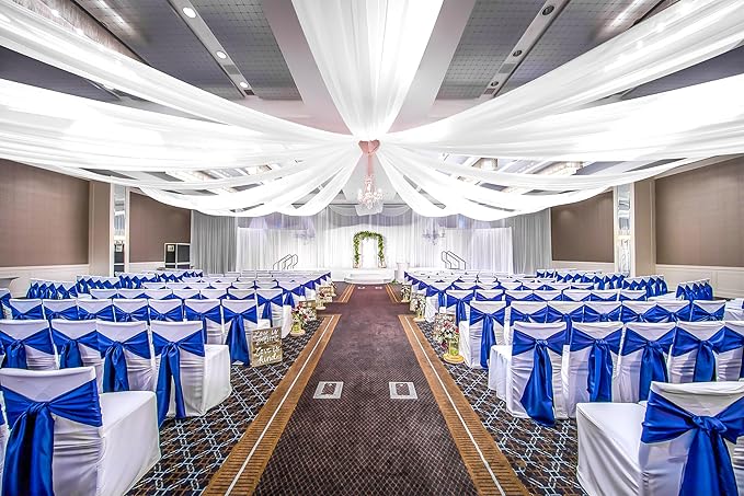 6 Panel White Wedding Drapes, 5ftx10ft Cheesecloth Sheer Fabric Curtains for Wedding Arch, Romantic Ceiling Decorations