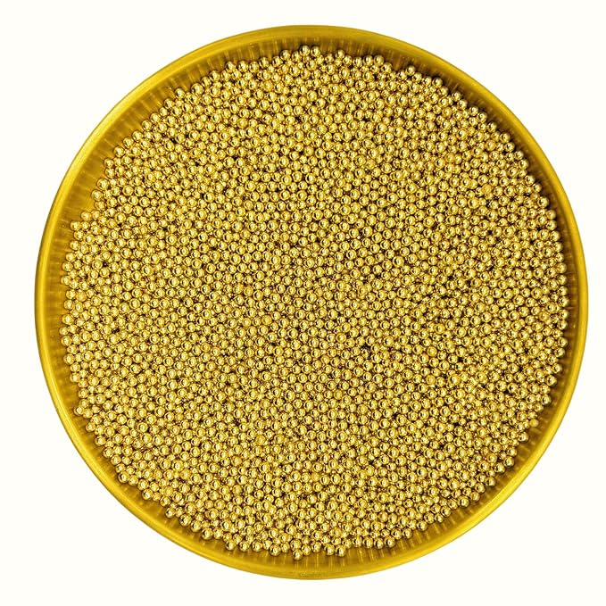 Dynastang 2mm Super Gold Pearls Sprinkles Edible Pearls Cake Decorating Stars Cake Decorations Cupcake Toppers Cookie Decorating Perfect for Cakes, Cupcakes, Desserts Toppings 3OZ