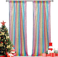 Hahuho Rainbow Sequin Backdrop Curtain, 2PCS 2FTx8FT Glitter Backdrop Curtain for Parties, Christmas, Wedding, Party Decoration（2 Panels, 2FT x 8FT, Rainbow