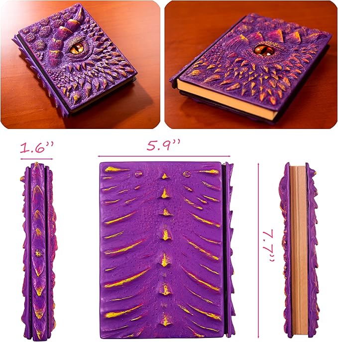 3D Dragon Eye Embossed Journal,Resin Engraving Notebook,Dnd notebook for Dragon Lovers ，Blank Paper,Hardcover Travel Notepad for Writing,Sketchbook,Collection,Gift,Decoration A4 and A5 Size