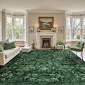 Deerly Dark Green Area Rugs 9x12 for Living Room Soft Non-Slip, Large Bedroom Rug Vintage Dining Room Rug Tribal Farmhouse Carpet for Dining Room Office Green